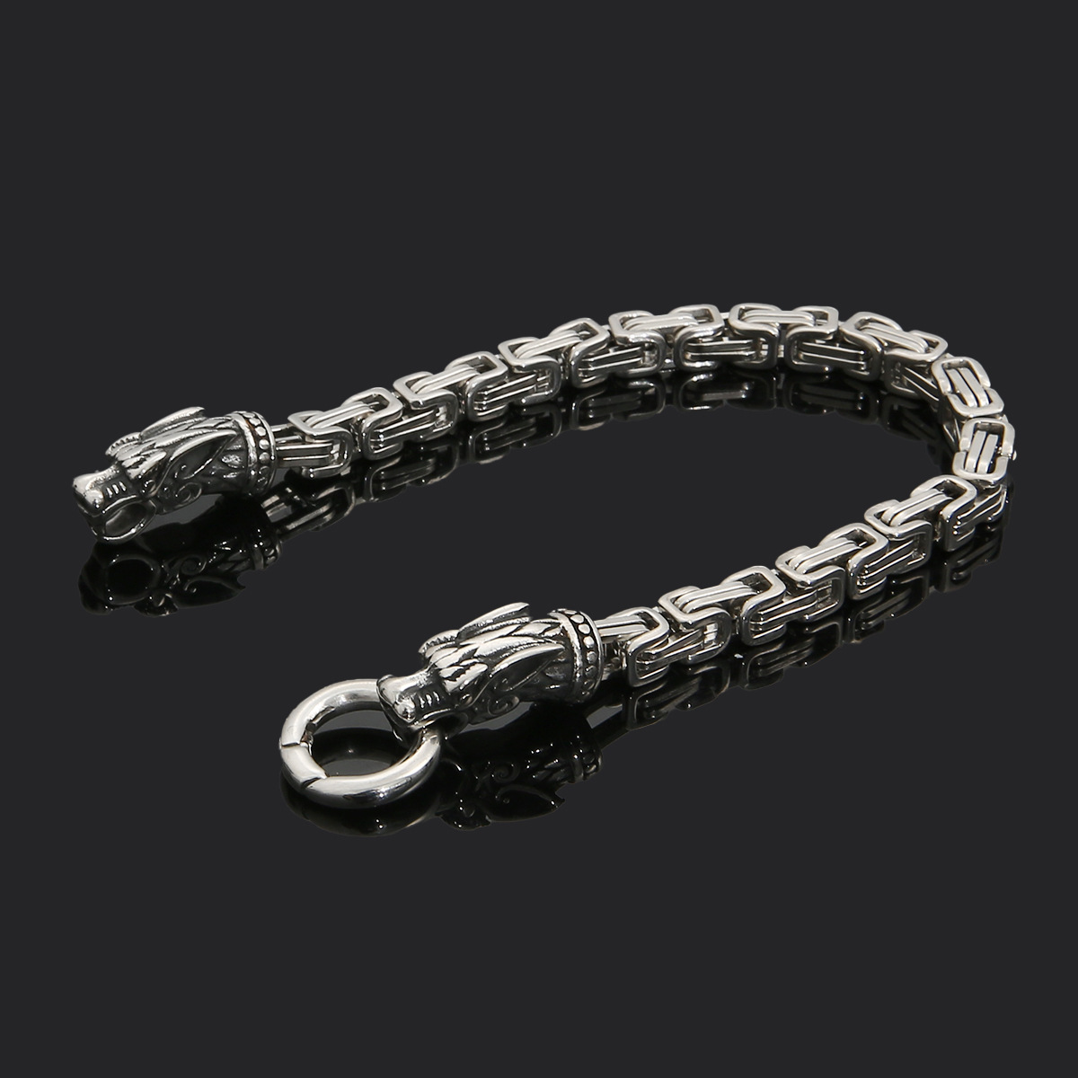 Bracelet argenté Geri et Freki de la Meute Odinique Bracelet argenté Geri et Freki de la Meute Odinique