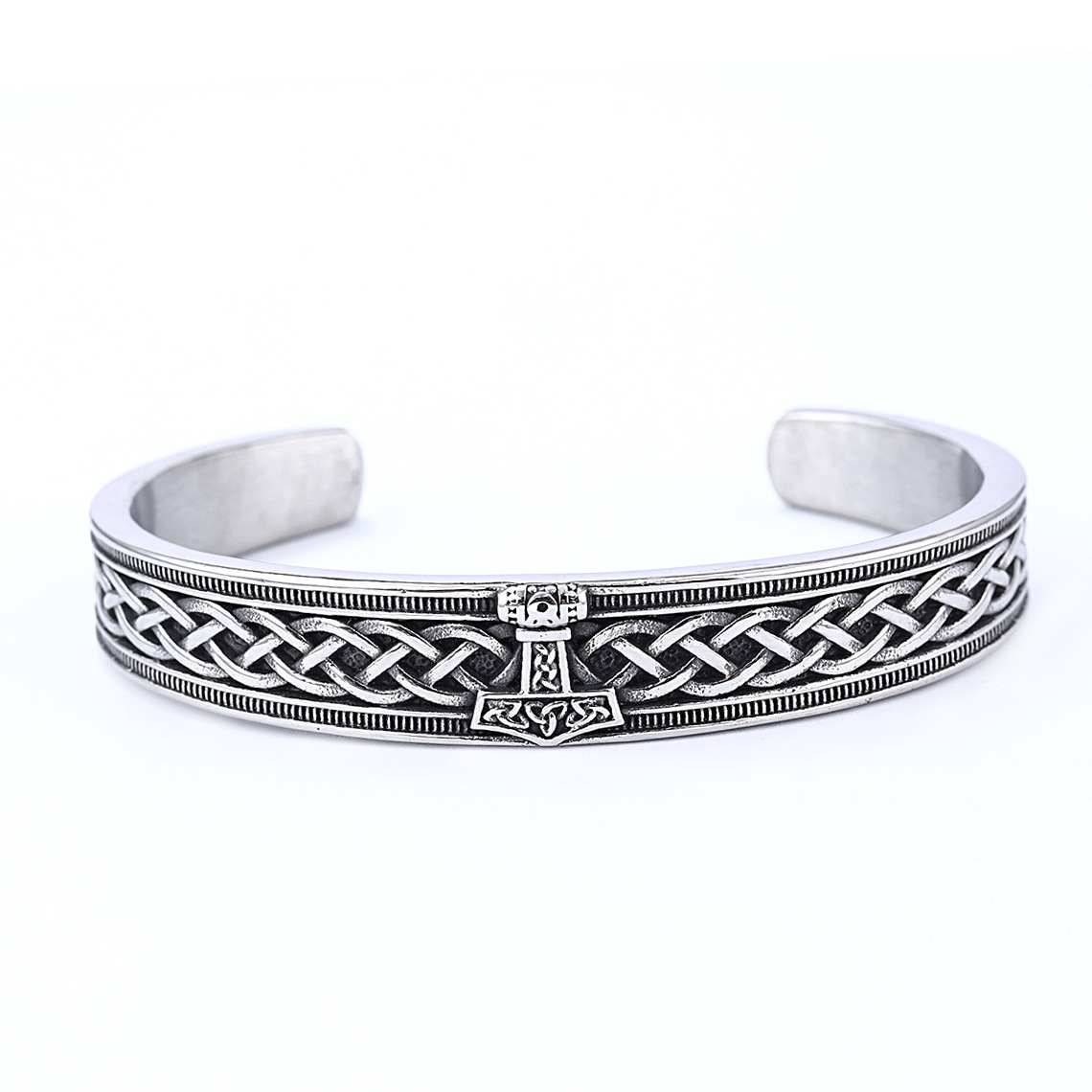 Bracelet viking Mjöllnir argenté foudre sacrée Bracelet Viking Mjöllnir argenté foudre sacrée