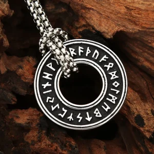 Amulettes cercle des 24 runes vikings argentées