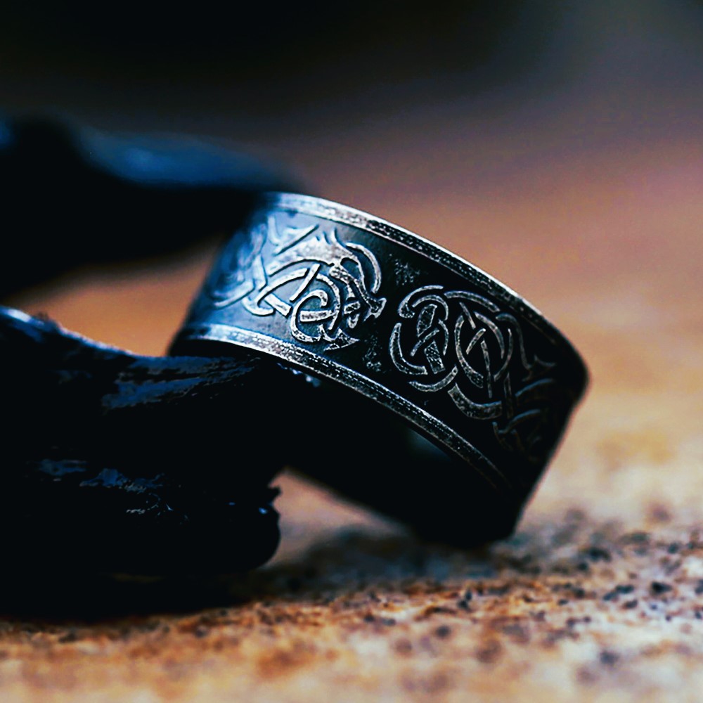 Bague viking nordique dragon Jormungand Bague viking nordique dragon Jormungand