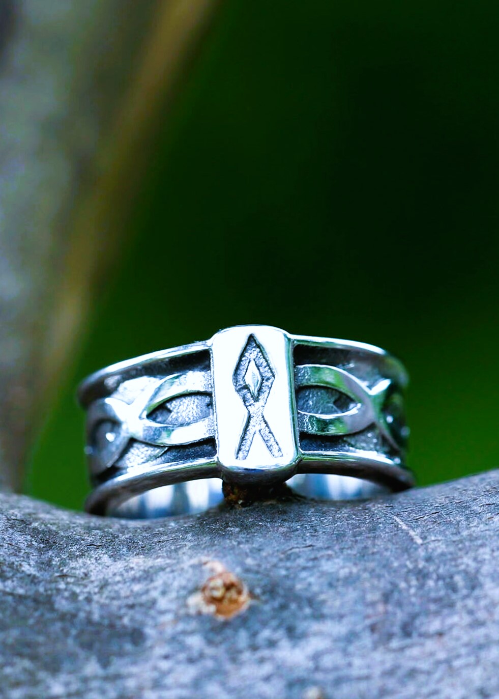 Bague viking nordique rune Othalaz Bague viking nordique rune Othalaz
