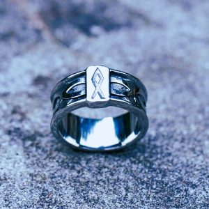 Bague viking rune Othalaz argent