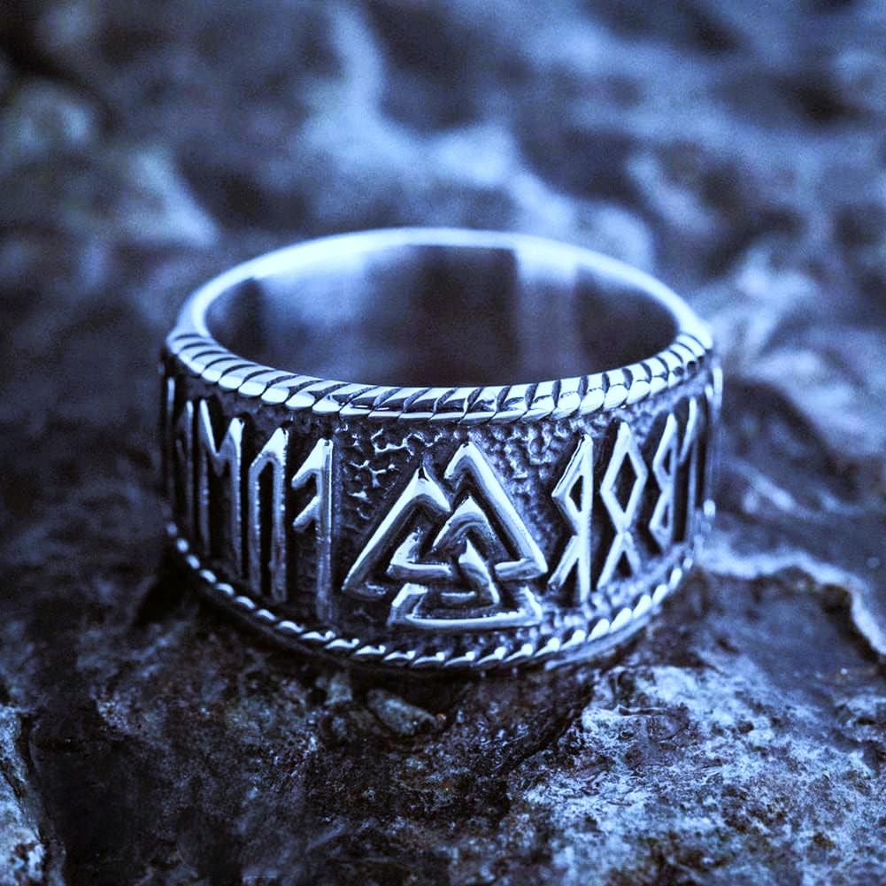 Bague viking runes Valknut argent Bague viking runes Valknut argent