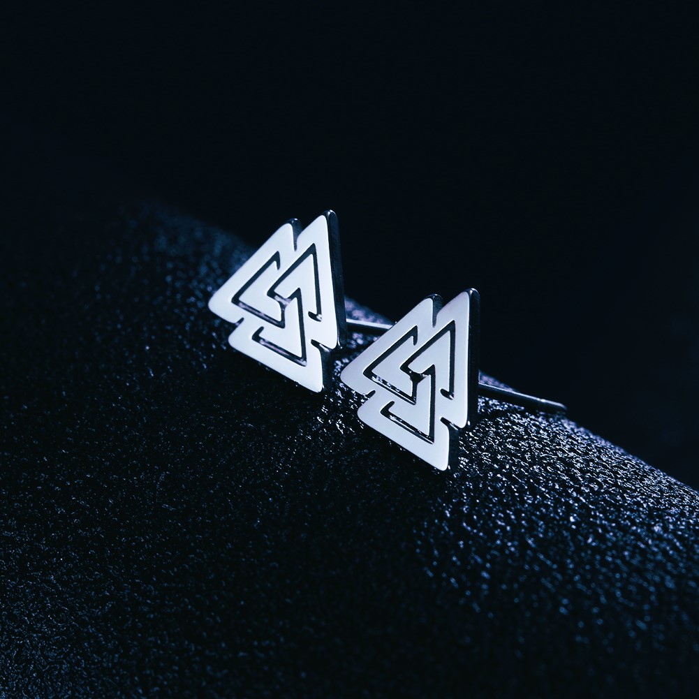 Boucles d’oreilles viking Valknut argent Boucles d’oreilles viking Valknut argent