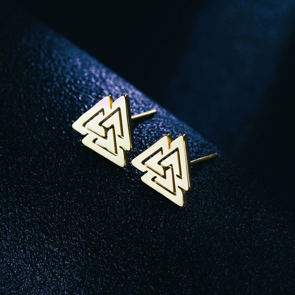 Boucles d’oreilles viking Valknut or Boucles d’oreilles viking Valknut or