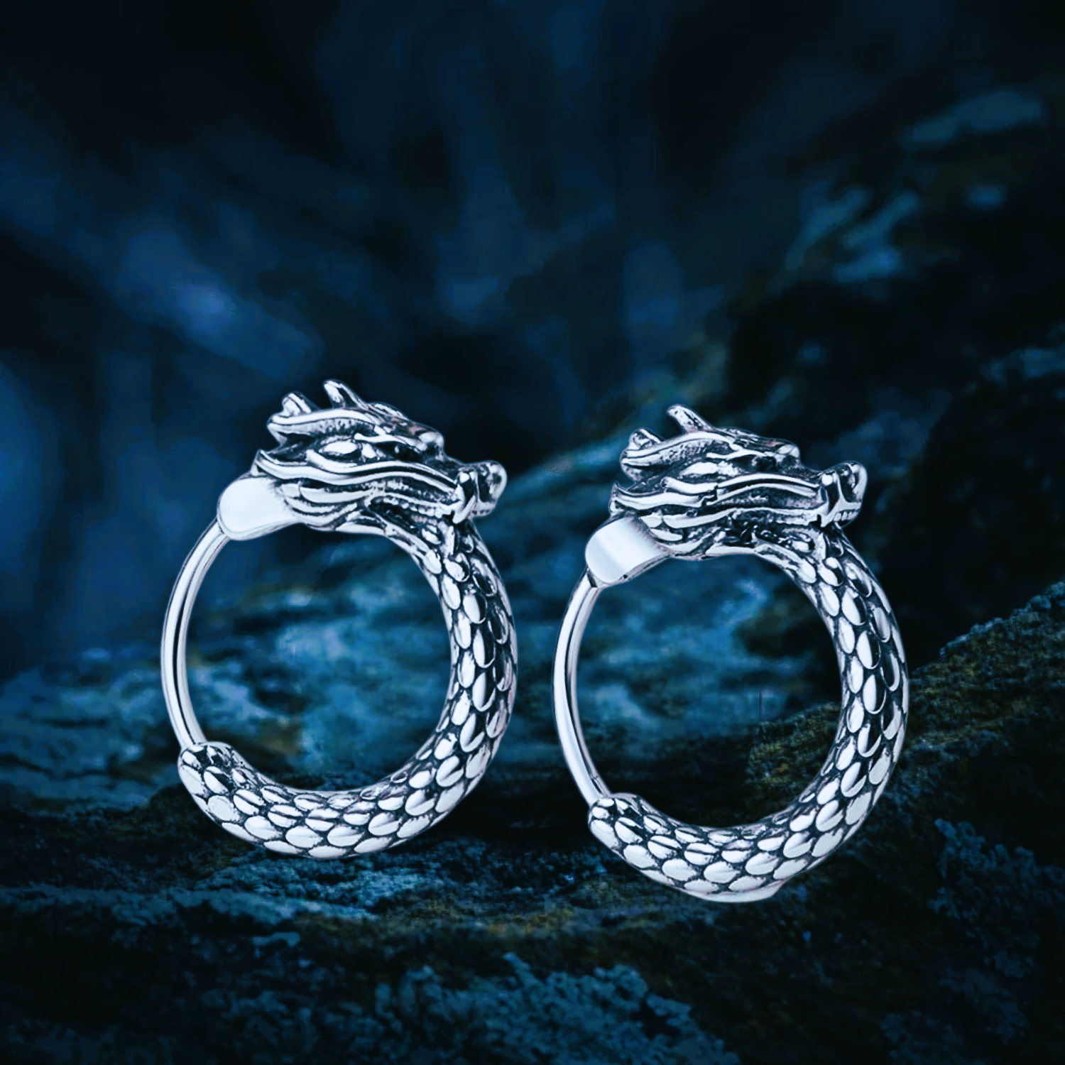 boucles-oreilles-dragon-ouroboros-argent Boucles d'oreilles dragon Ouroboros argent