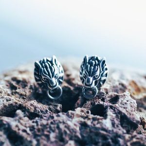 Boucles d’oreilles vikings tête de loup
