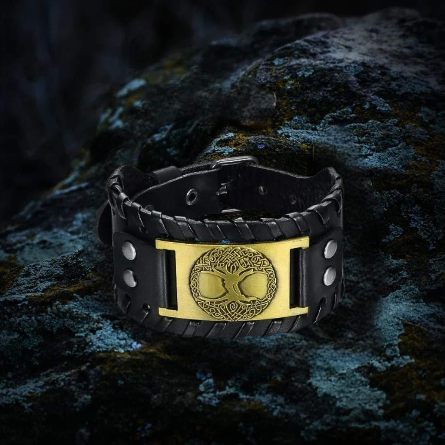 Bracelet de force viking arbre de vie noir bronze Bracelet de force viking arbre de vie noir bronze