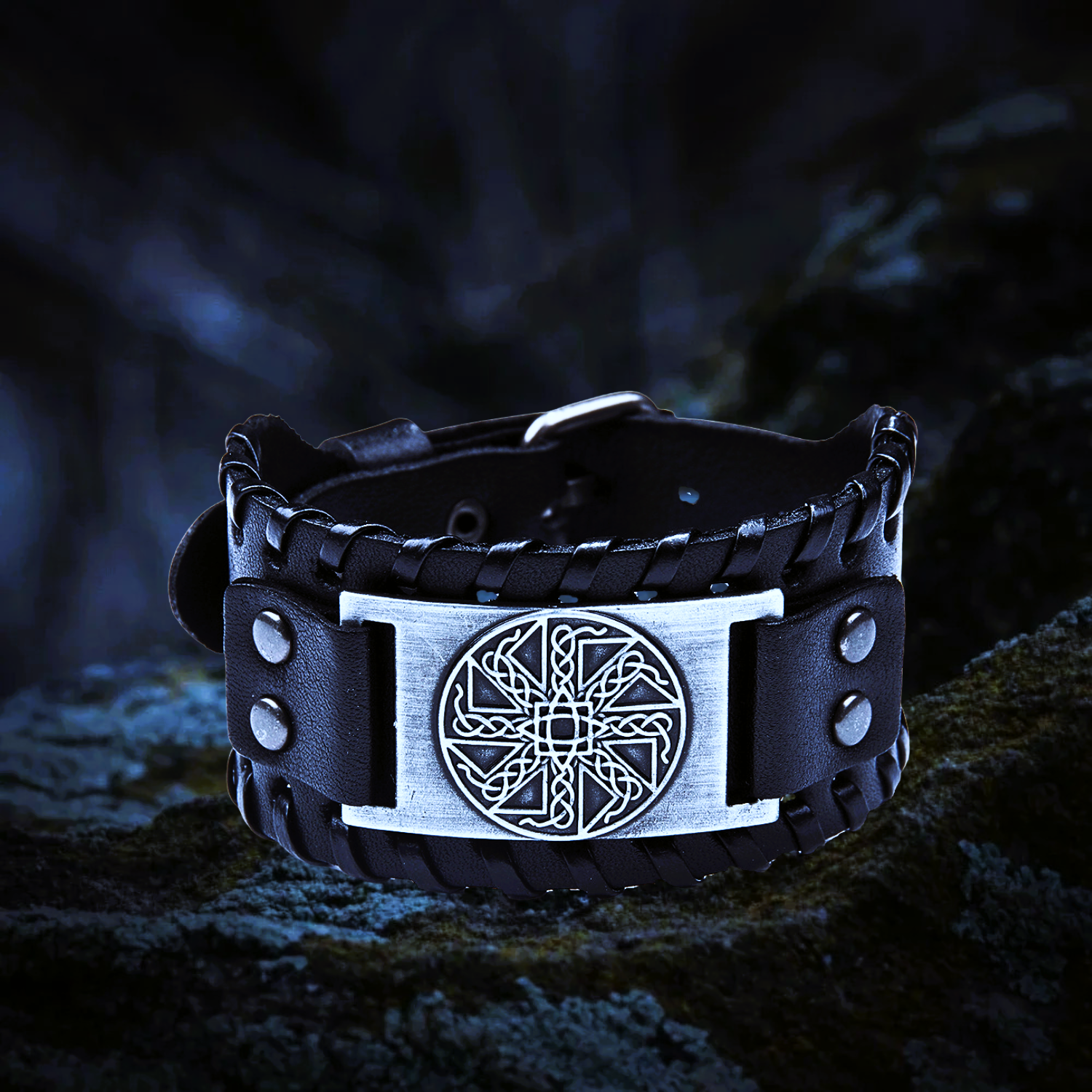 Bracelet de force viking roue solaire argent Bracelet de force viking roue solaire argent
