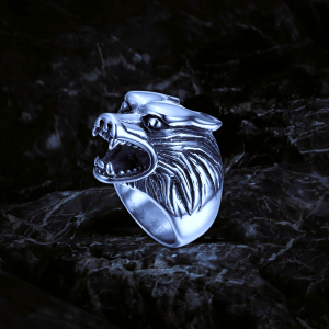 Chevalière loup géant Fenrir argent