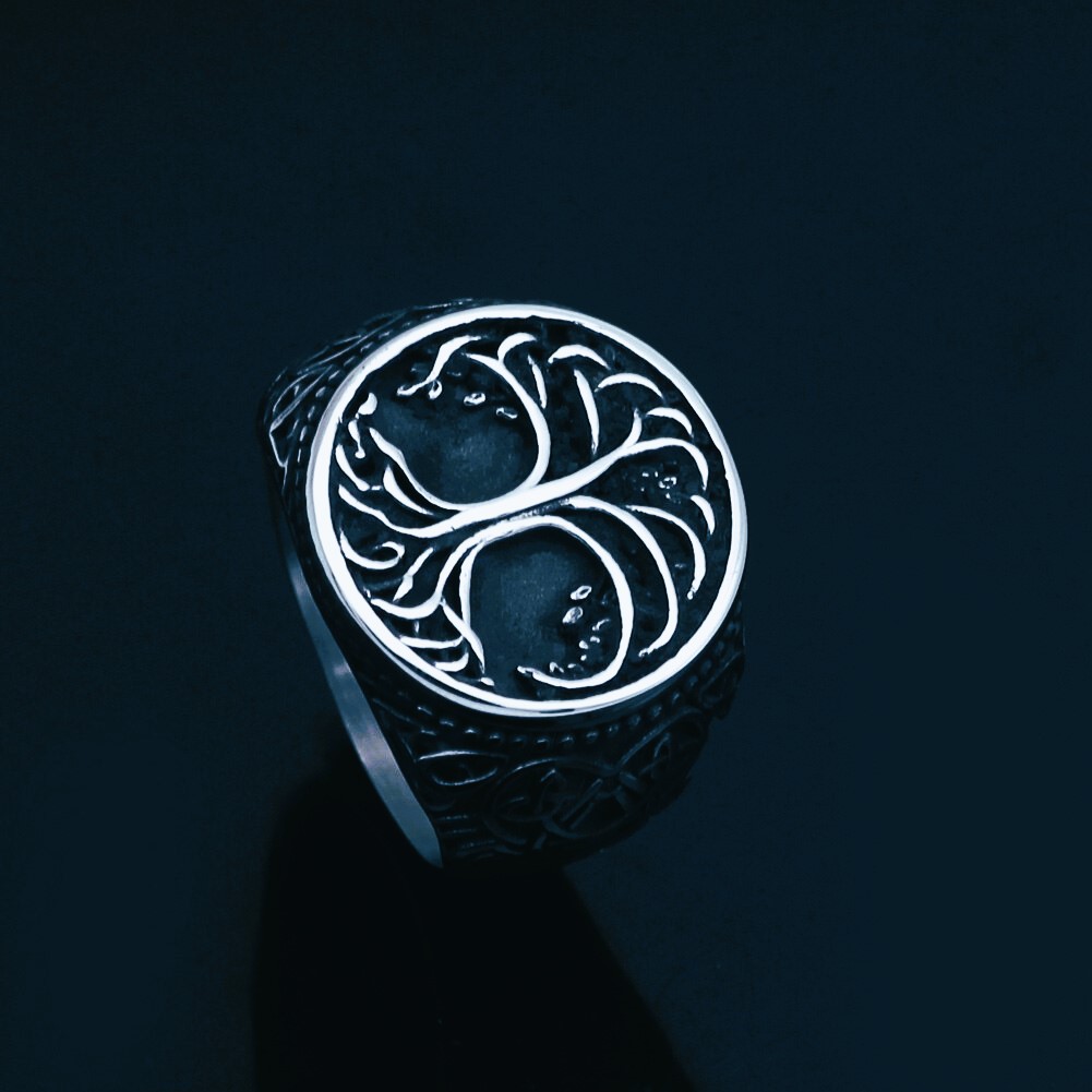 Chevalière nordique viking arbre de vie Yggdrasil Chevalière nordique viking arbre de vie Yggdrasil