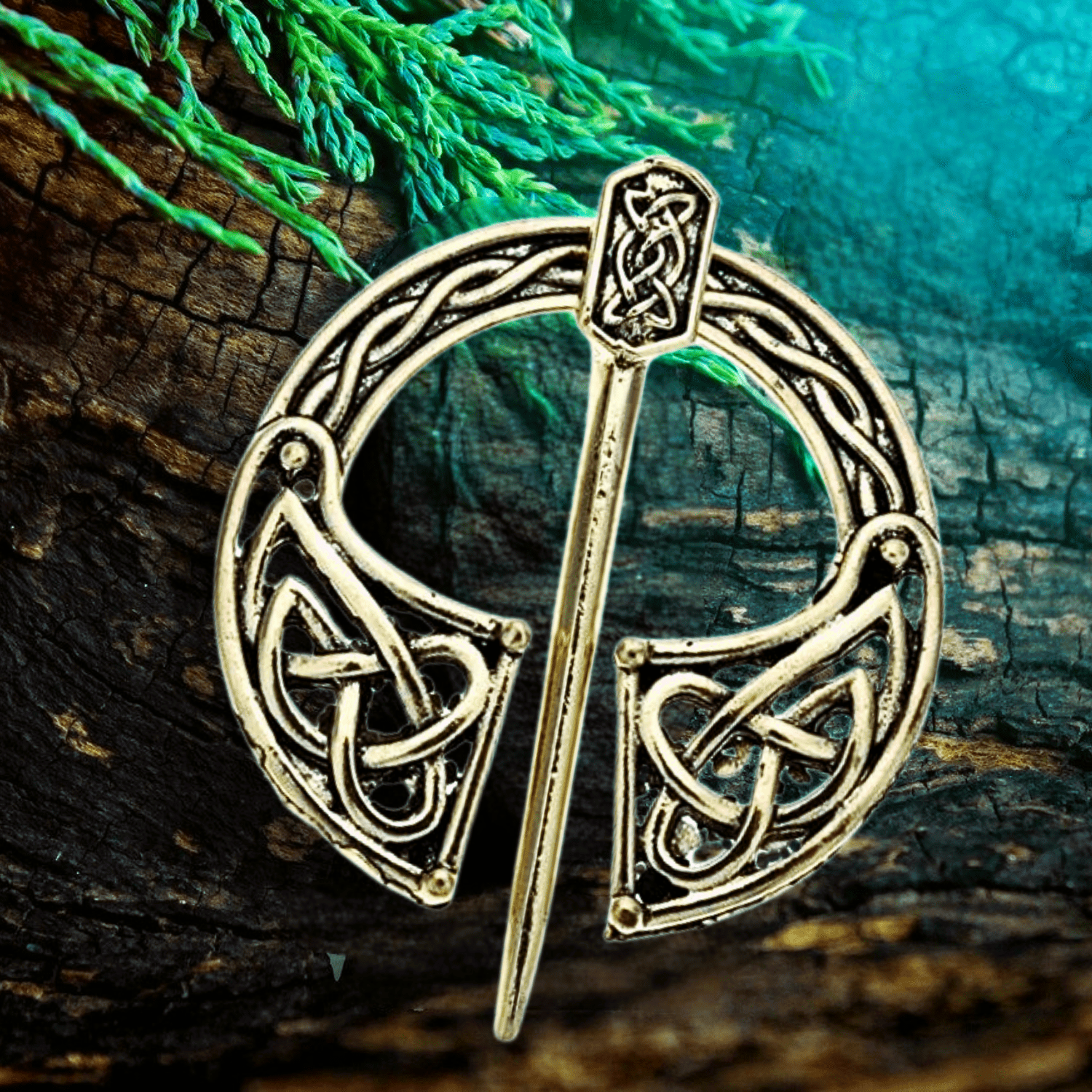 Fibule viking noeud celtique or Fibule viking noeud celtique or