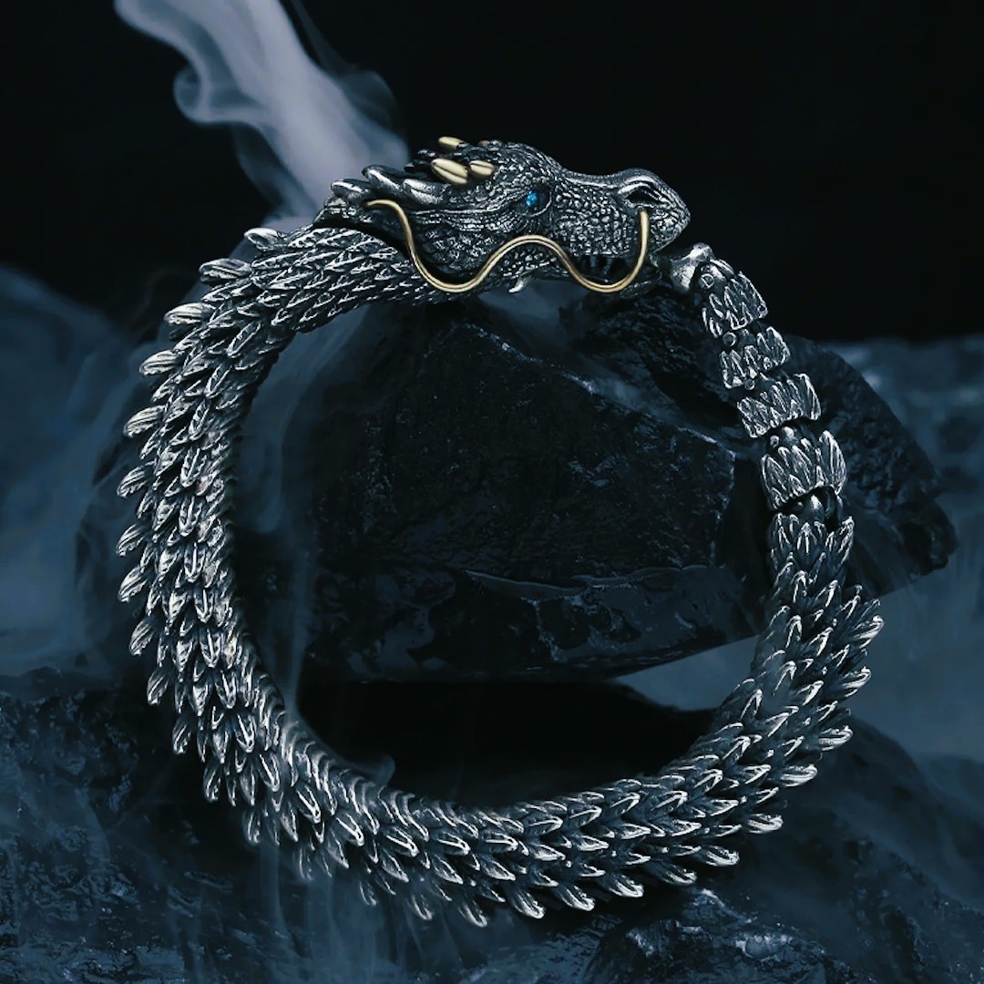 Bracelet-viking-dragon-argente Bracelet viking dragon
