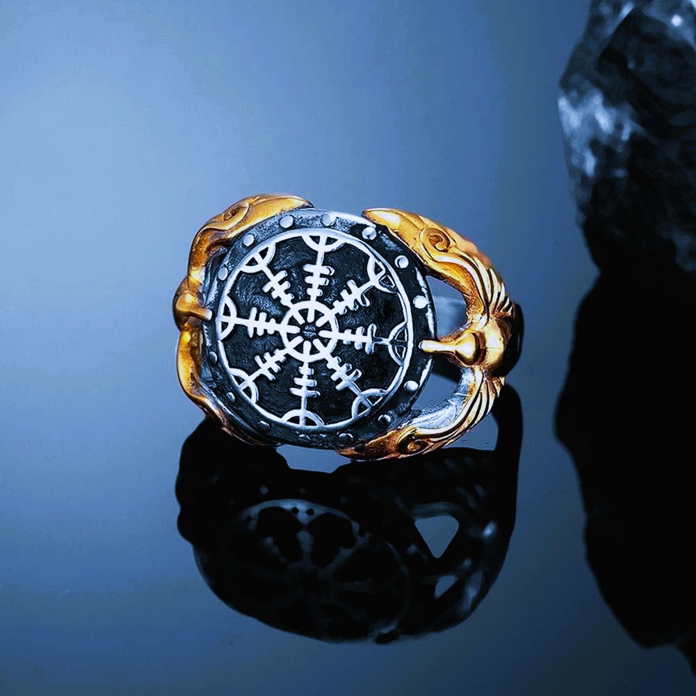 Bague viking compas d’Odin or Bague viking compas d’Odin or