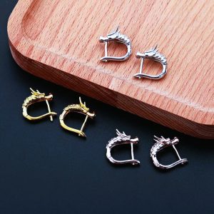 Boucles d’oreilles dragon Nidhogg or argent