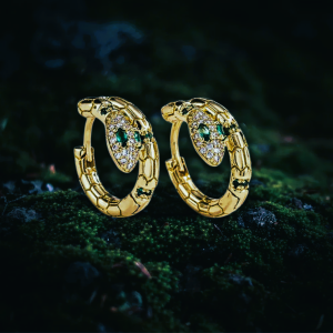 Boucles d’oreilles serpent Jörmungand vert