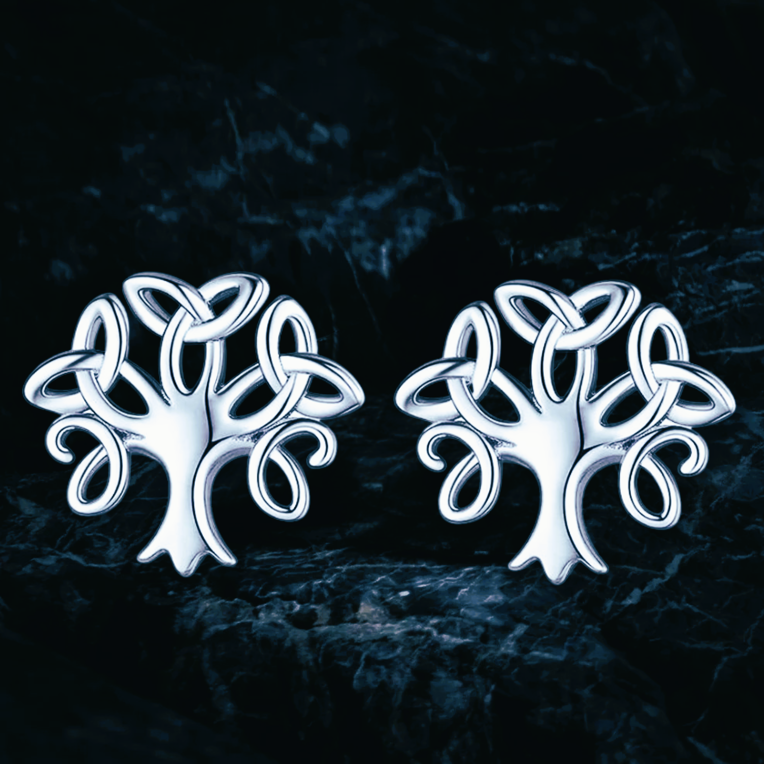 Boucles d'oreilles viking celtique arbre Triquetra argent Boucles d'oreilles viking celtique arbre Triquetra argent