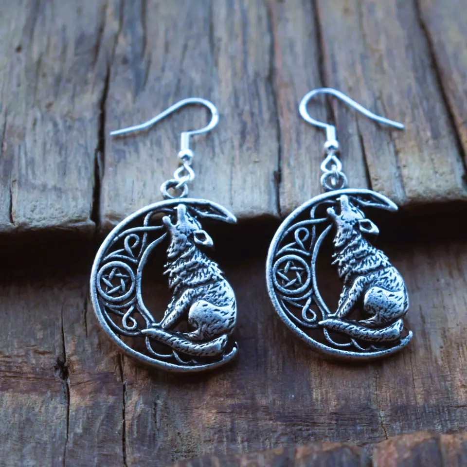 Boucles d’oreilles viking loup Sköll Boucles d’oreilles viking loup Sköll