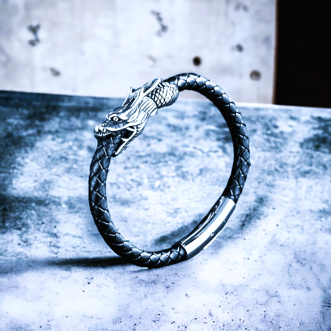 Bracelet dragon viking de Midgard argent Bracelet dragon viking de Midgard argent