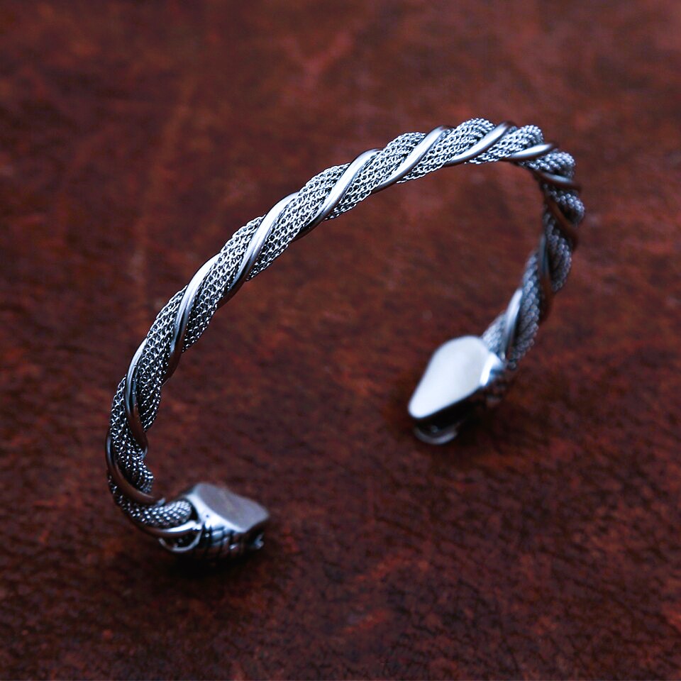 Bracelet jonc viking tête de serpent Bracelet jonc viking tête de serpent