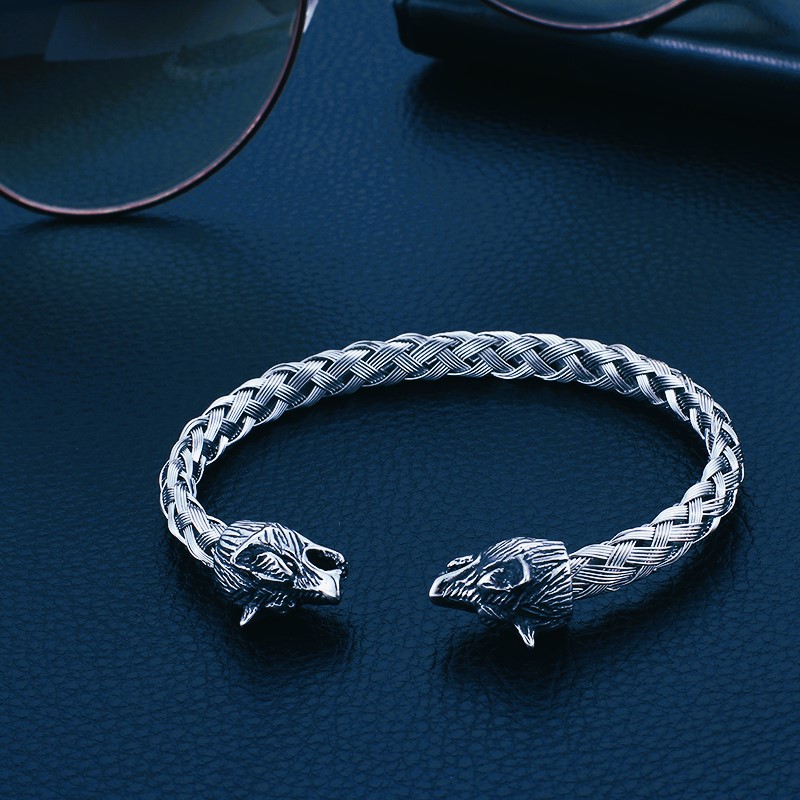 Bracelet torque viking Fenrir argent Bracelet torque viking Fenrir argent