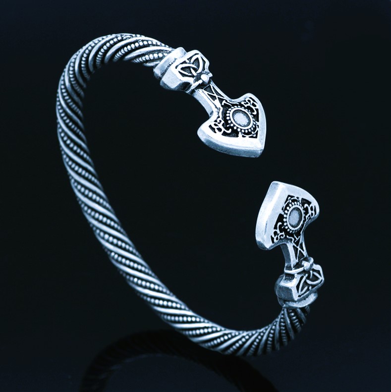 Bracelet torque viking Flèches argent Bracelet torque viking Flèches argent