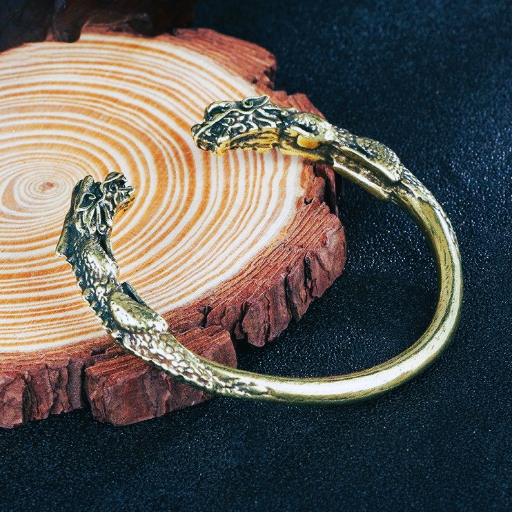 Bracelet viking à double tête dragon bronze Bracelet viking à double tête dragon bronze
