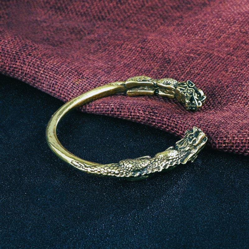 Bracelet viking à double tête dragon serpent Nidhogg Jormungandr Bracelet viking à double tête dragon serpent Nidhogg Jormungandr