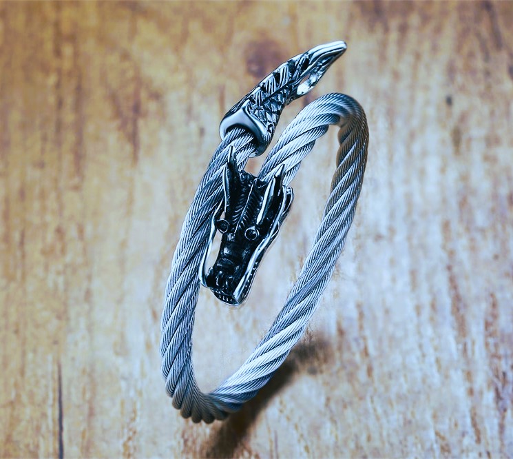 Bracelet viking dragon Fafnir argent Bracelet viking dragon Fafnir argent