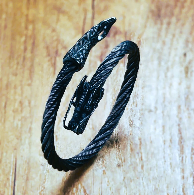 Bracelet viking dragon Fafnir noir Bracelet viking dragon Fafnir noir