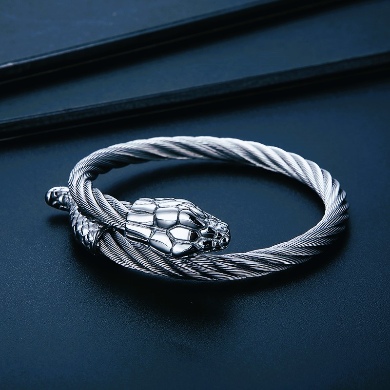 Bracelet viking serpent Midgard argent Bracelet viking serpent Midgard argent
