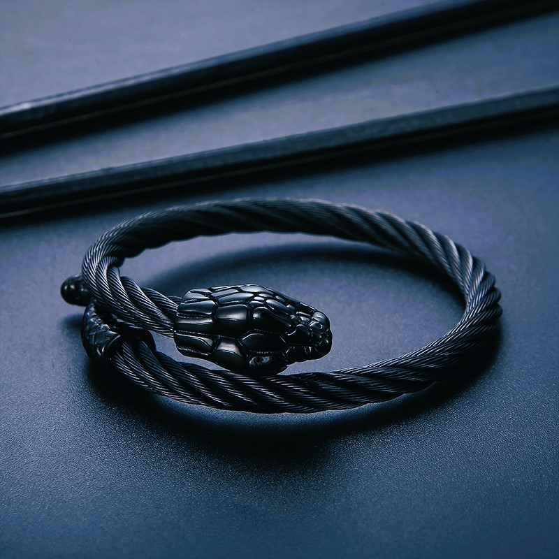 Bracelet viking serpent Midgard noir Bracelet viking serpent Midgard noir