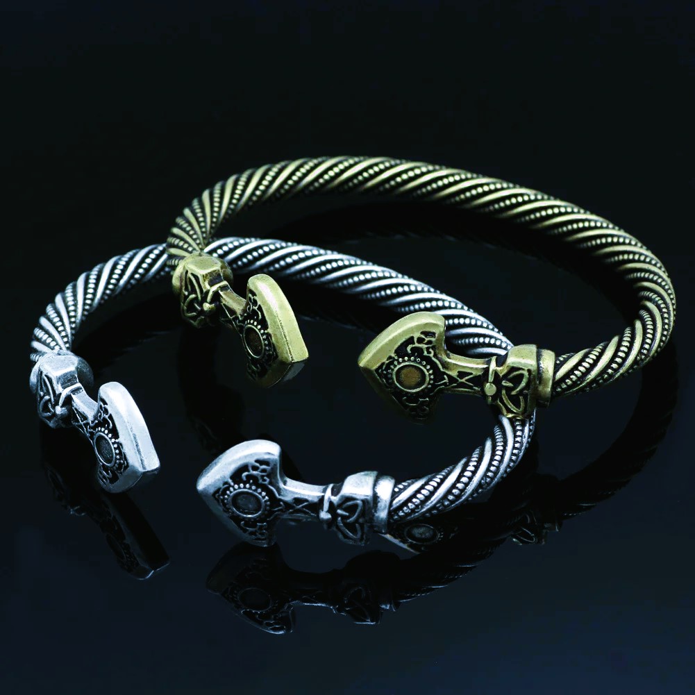 Bracelets torques vikings Flèches bronze argent Bracelets torques vikings Flèches bronze argent