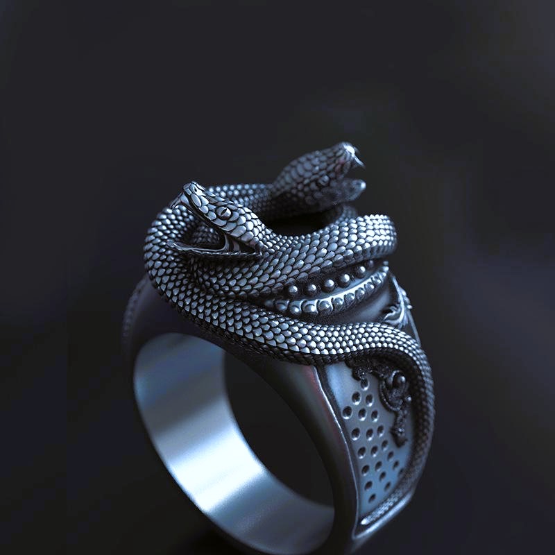 Chevalière viking tête de serpent Chevalière viking tête de serpent