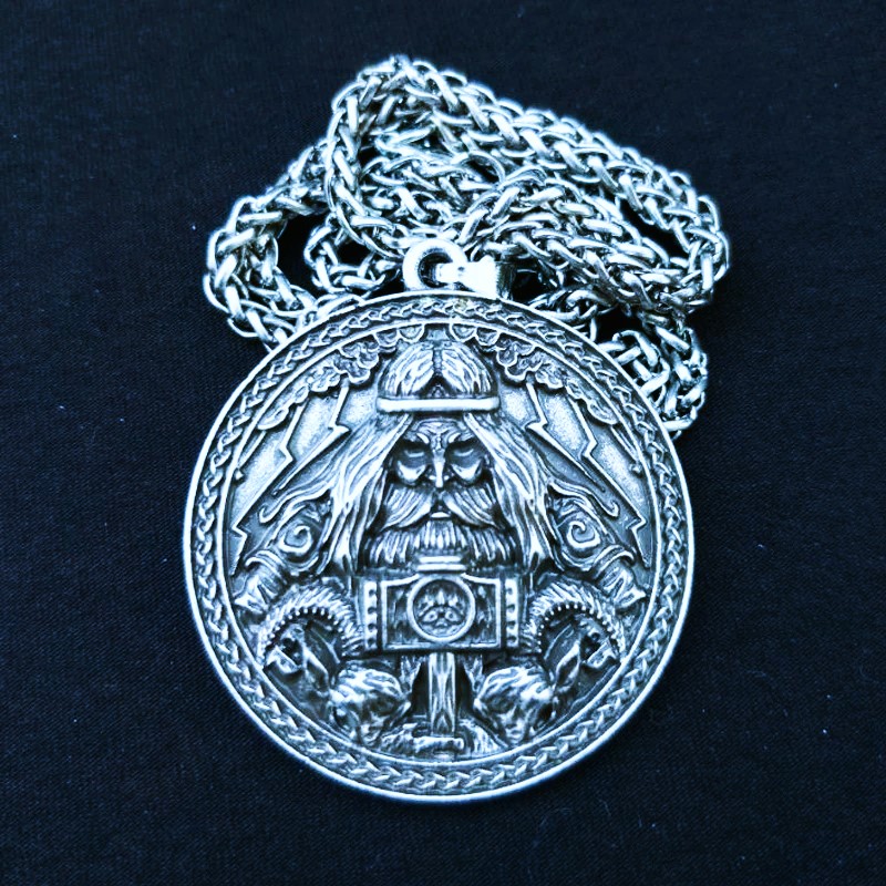 Collier amulette viking Thor argent Collier amulette viking Thor argent