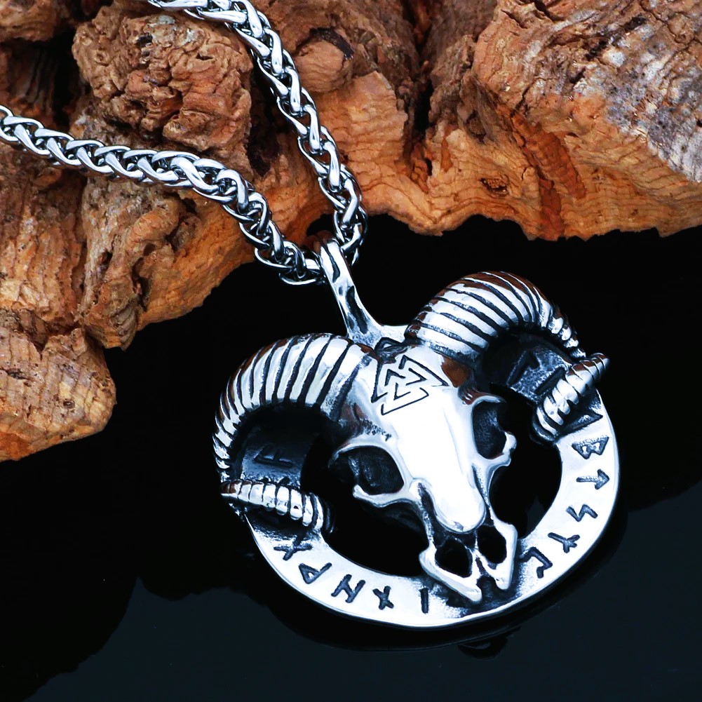 Collier viking bouc de Thor Tanngniost Tanngrisnir Collier viking bouc de Thor Tanngniost Tanngrisnir