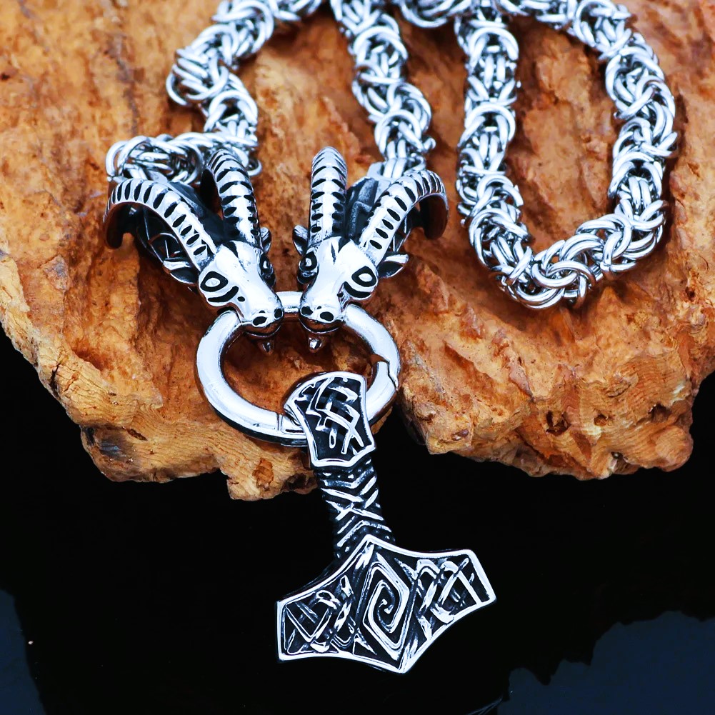 Collier viking les boucs Mjöllnir de Thor noeuds Collier viking les boucs Mjöllnir de Thor noeuds