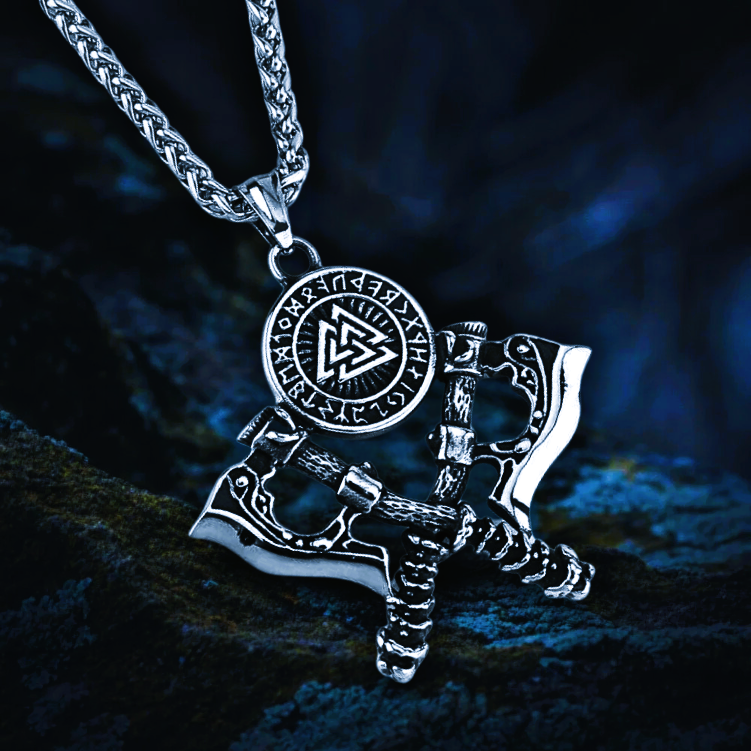 collier viking hache Valknut guerrier collier viking hache Valknut guerrier
