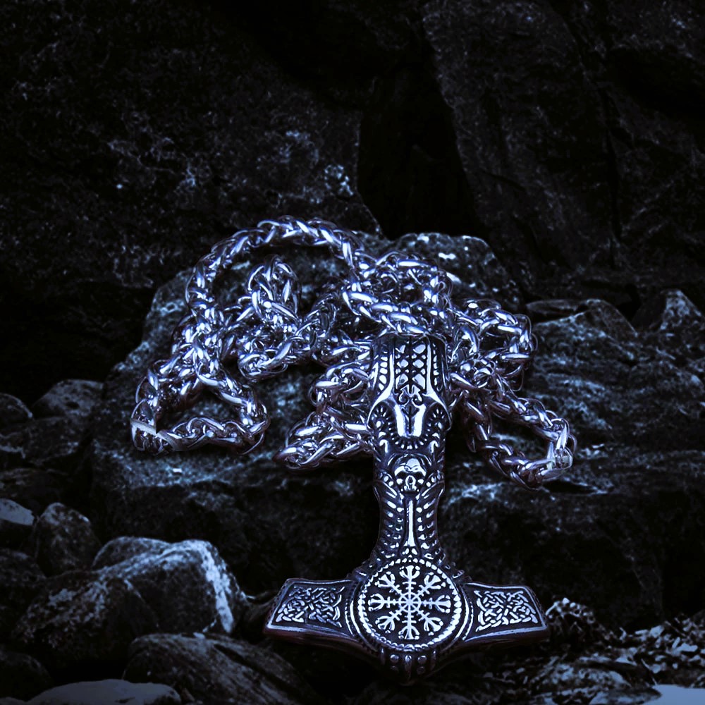 Collier viking marteau Aegishjalmur Collier viking marteau Aegishjalmur