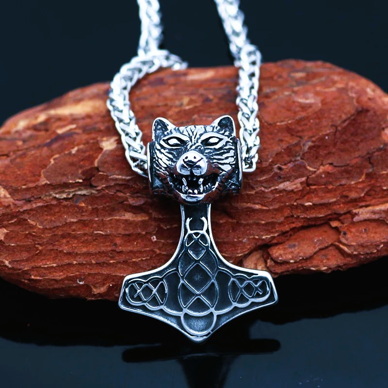 Collier viking Mjöllnir Fenrir Collier viking Mjöllnir Fenrir