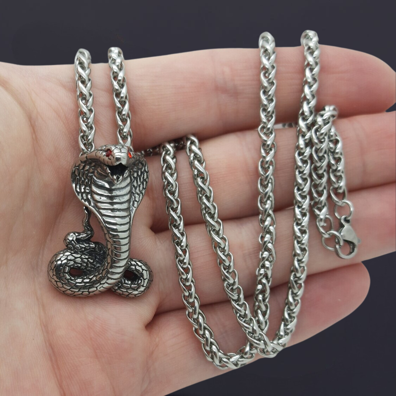 Collier viking nordique serpent cobra Collier viking nordique serpent cobra
