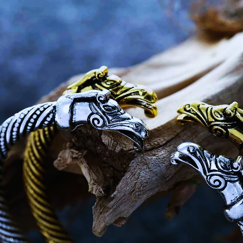 Jonc bracelet Viking les corbeaux d’Odin Munin et Hugin Jonc bracelet Viking les corbeaux d’Odin Munin et Hugin