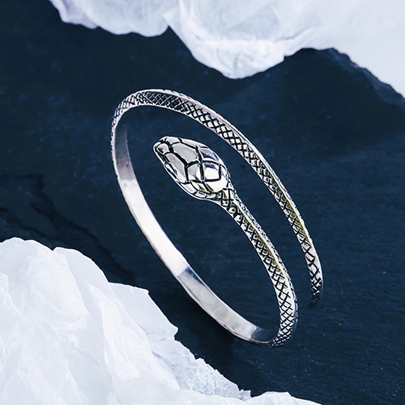 Jonc viking serpent Jörmungand argent Jonc viking serpent Jörmungand argent