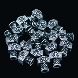 Perles à barbe Mjöllnir vikings argent