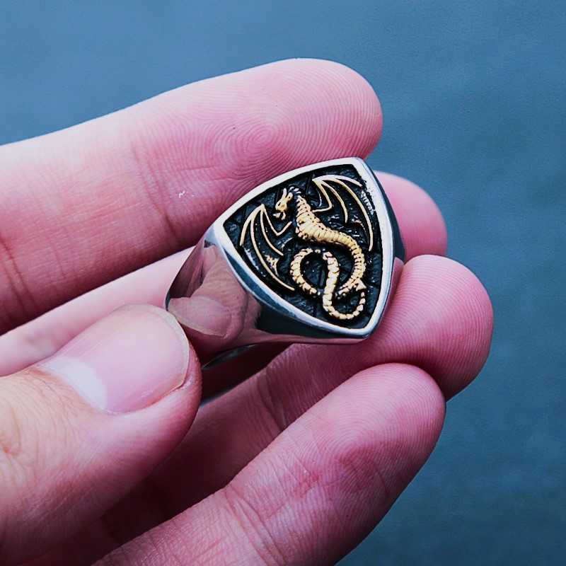 Bague viking force du dragon de feu Bague viking force du dragon de feu