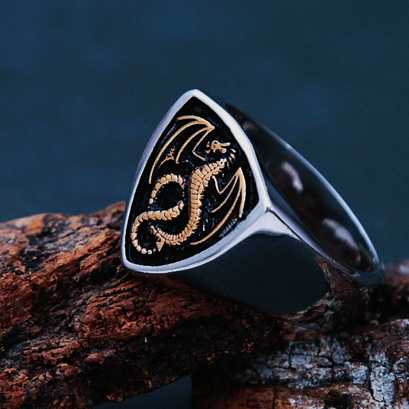 Bague viking force du dragon nordique Fafnir Bague viking force du dragon nordique Fafnir