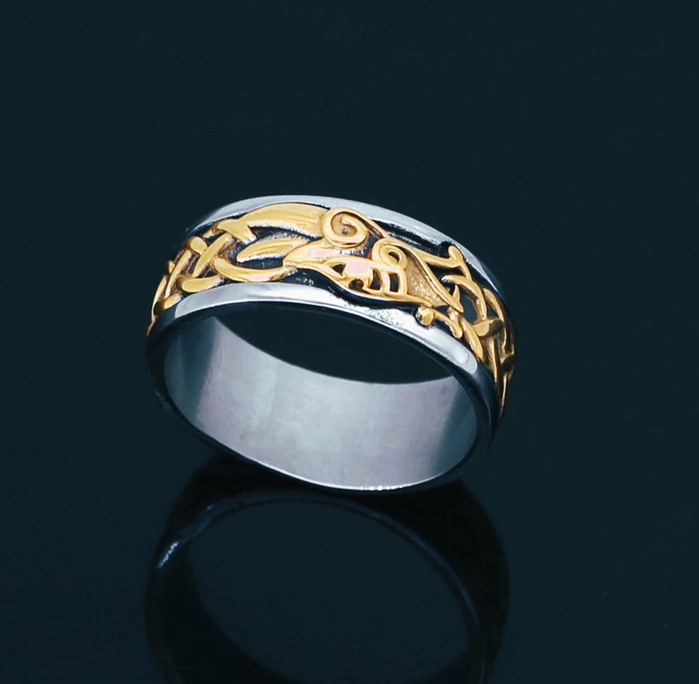 Bague celtique dragon Ouroboros or argent Bague celtique dragon Ouroboros or argent