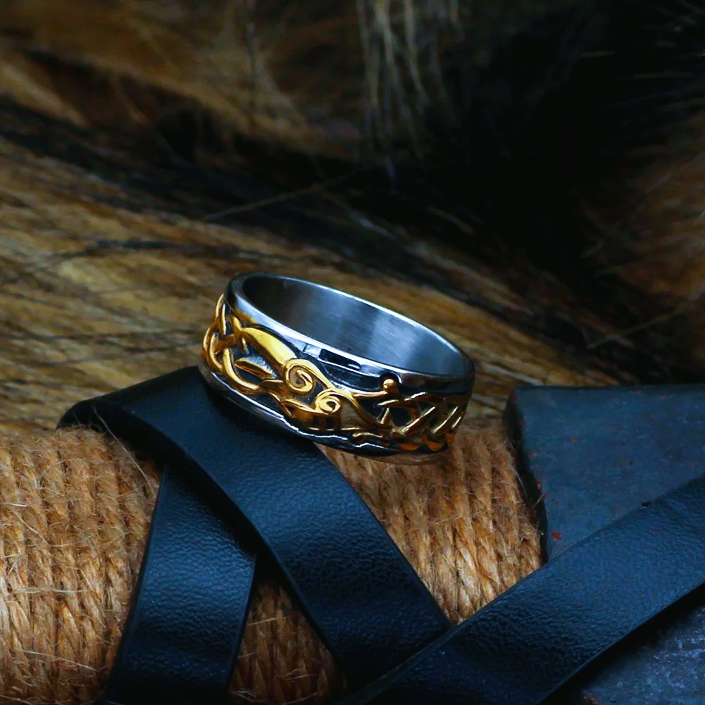 Bague celtique nordique dragon Ouroboros Bague celtique nordique dragon Ouroboros