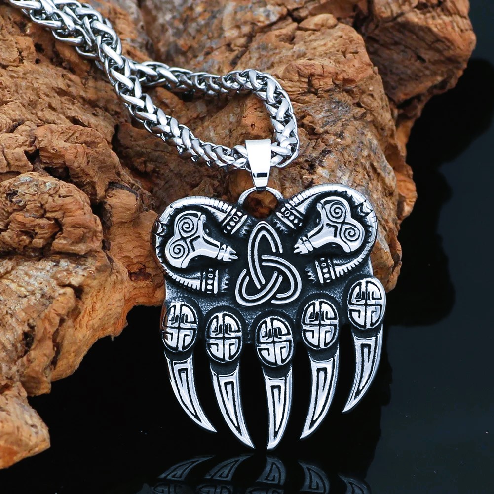 Collier viking griffe d'ours argent Collier viking griffe d'ours argent