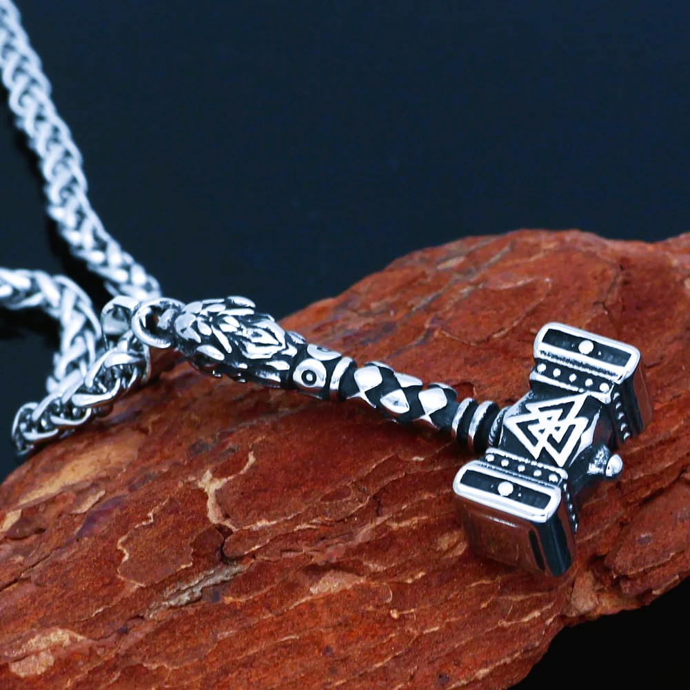 Collier viking marteau Valknut Thor Odin Collier viking marteau Valknut Thor Odin